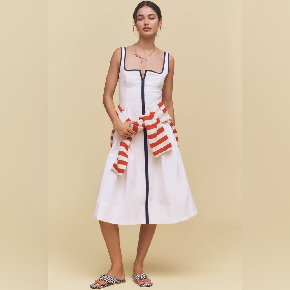 Maeve Sleeveless Notched Square-Neck Midi Dress